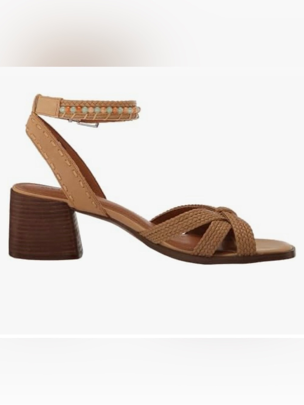 Lucky Brand Tan Braided Ankle-Strap Block Heel Sandal Jatham sandstorm NIB sz 10